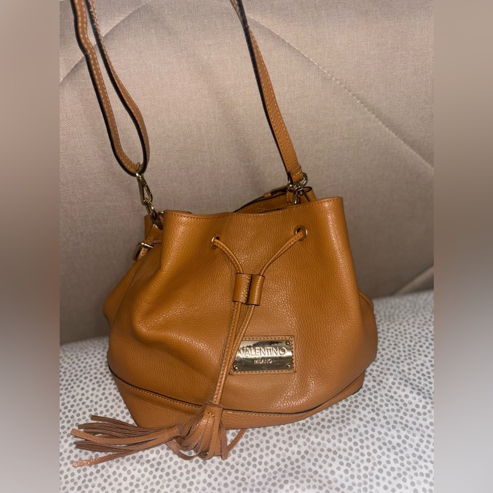 Valentino Caramel Leather Shoulder Bag